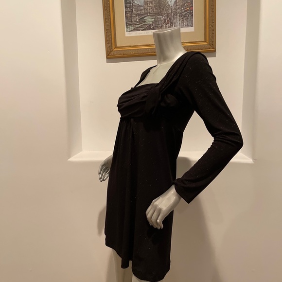 Rinascimento Empire Waist Black Metallic Mini Dress - Picture 3 of 11